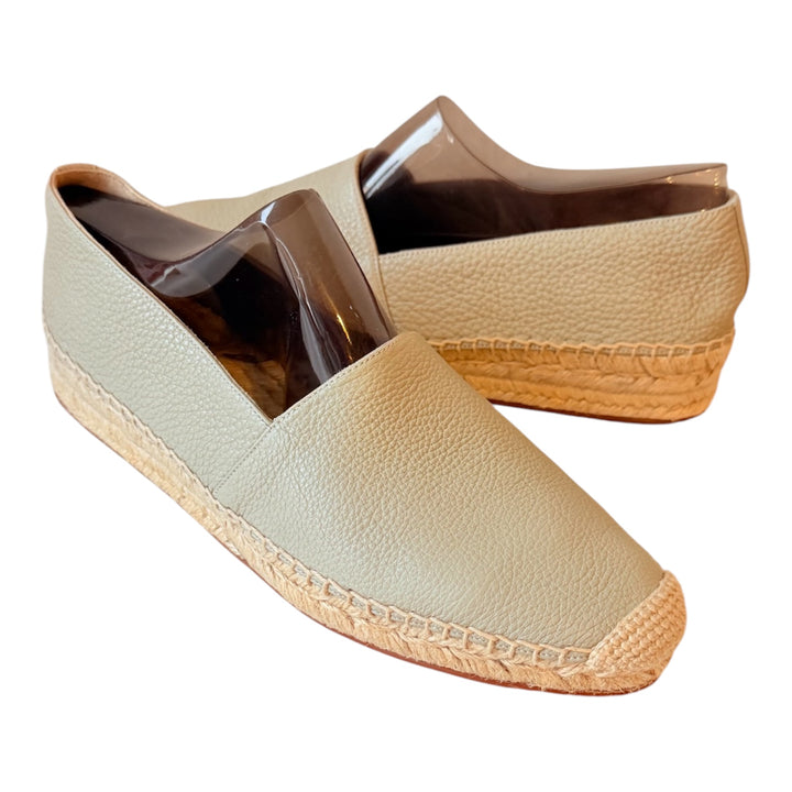 Lafayette 148 New York Lowery Espadrille In Green Clay Leather Size 38.5 New