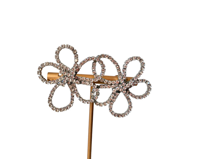 Rhinestone Flower Statement Pierced Earrings