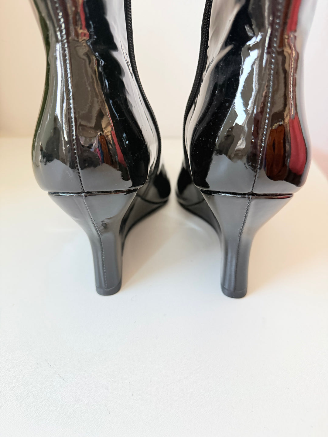 Black Suede Studio Lauren Pointed Toe Wedge Patent Booties Size 40.5 (USA 10)