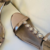 Fioni Night Pewter Metallic Jeweled Kara Evening Sandals Size 6