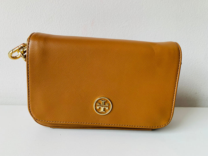 Tory Burch Brown Saffiano Leather Crossbody Handbag