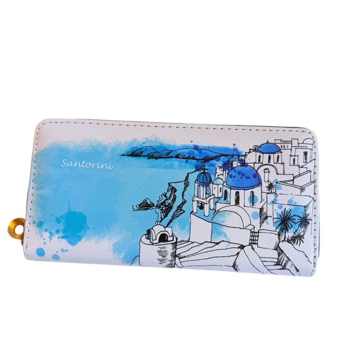 Anushka Hand Painted Santorini Leather Wallet