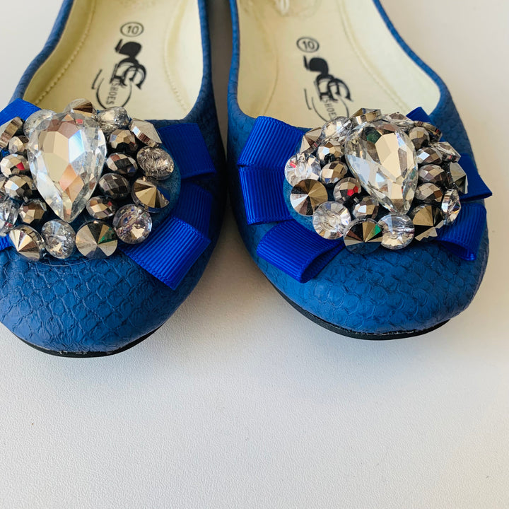 GC Shoes Royal Blue Rhinestone Ballet Flats Size 10