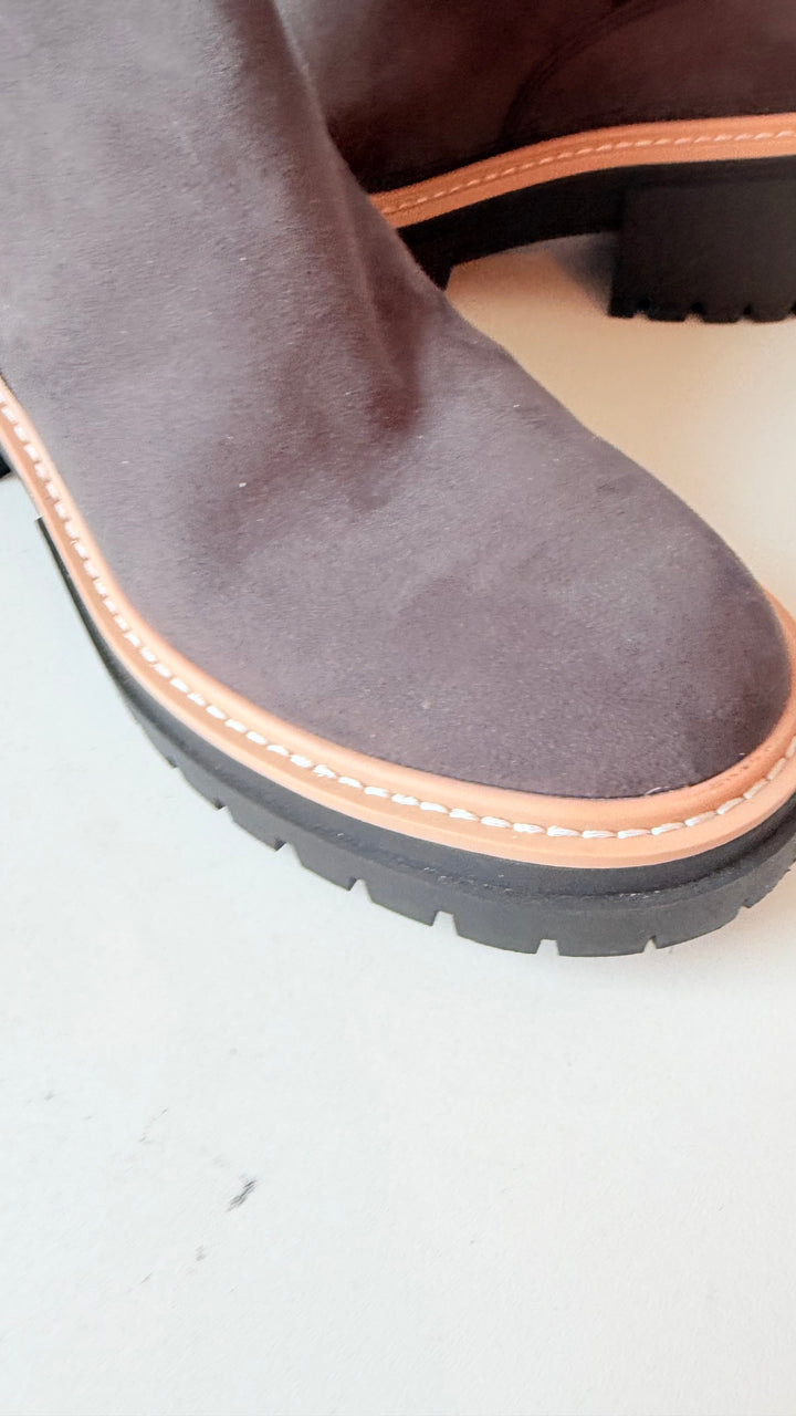 Open Edit Mya Lug Sole Chelsea Boots In Grey Size 9 New