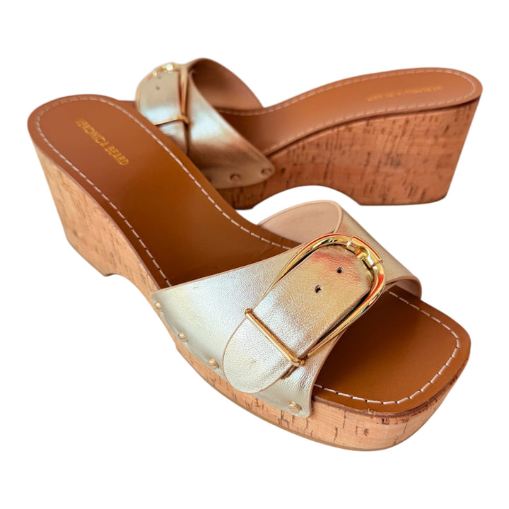 Veronica Beard Gold Mettalic Dallas Platform Slides Size 10