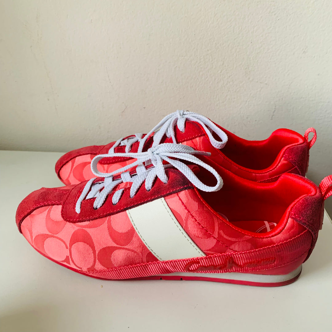 Coach Hadley Pink Lace Up CC Logo Sneakers Size 6.5