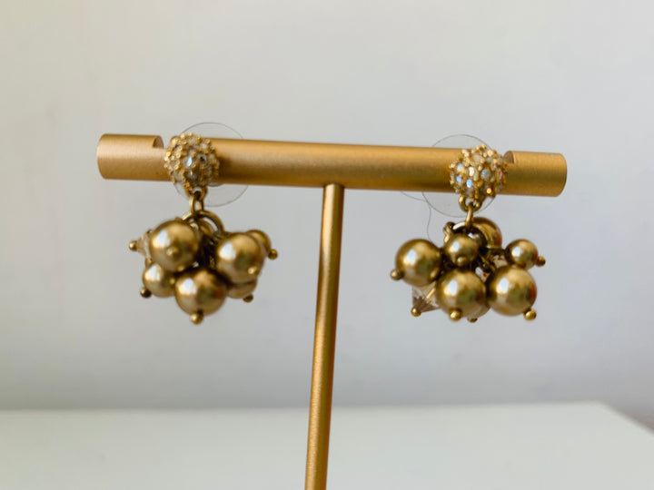 Givenchy New With Tags Gold Bead & Rhinestone Earrings