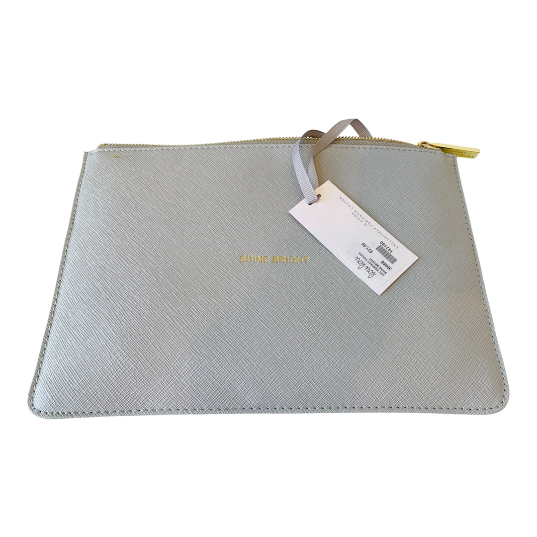 Katie Loxton London Shine Bright Perfect Pouch In Light Grey Vegan Textured Leather NWT