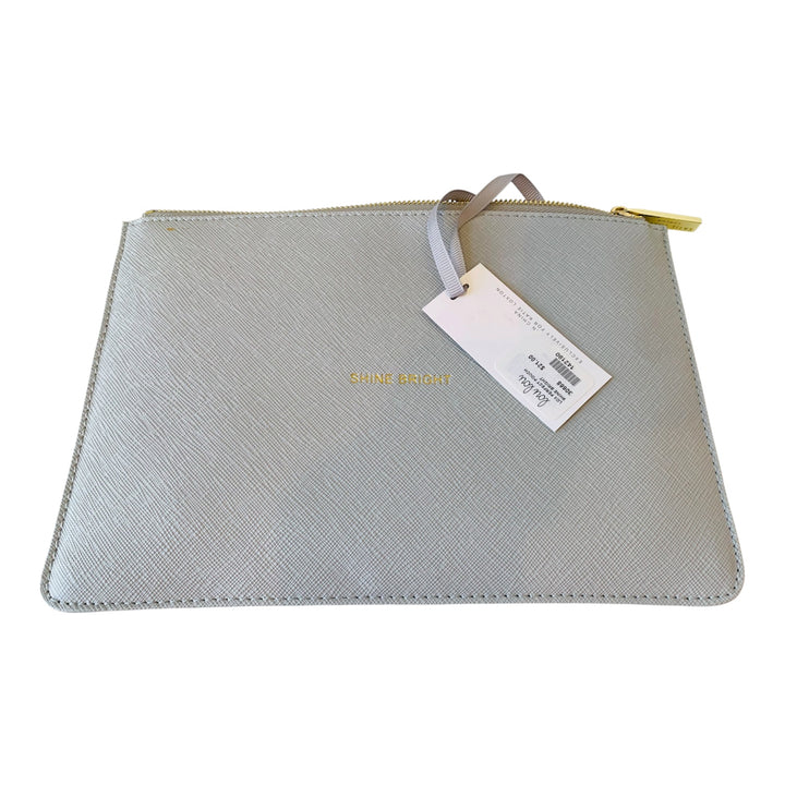 Katie Loxton London Shine Bright Perfect Pouch In Light Grey Vegan Textured Leather NWT