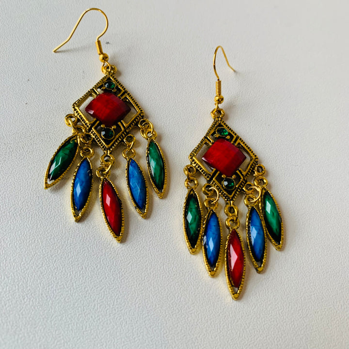 Multi Color Drop Pierced Earrings