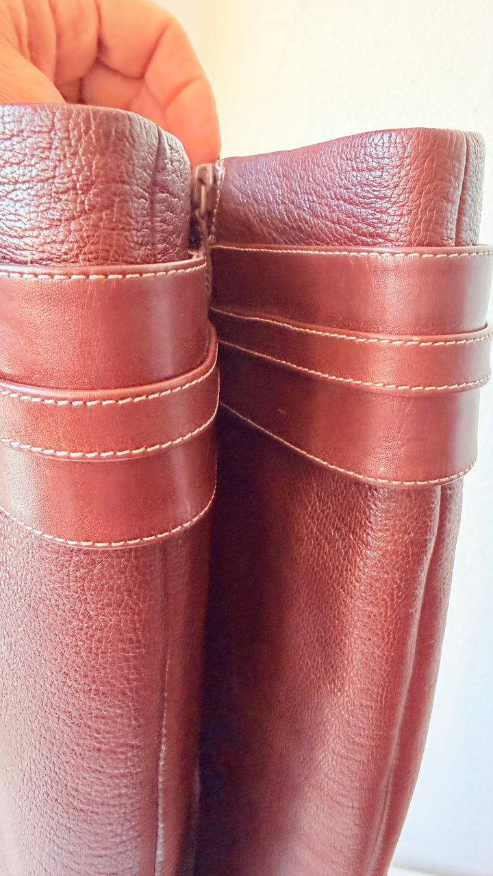 Cole Haan Nike Air Brown Leather Knee High Boots Size 9.5
