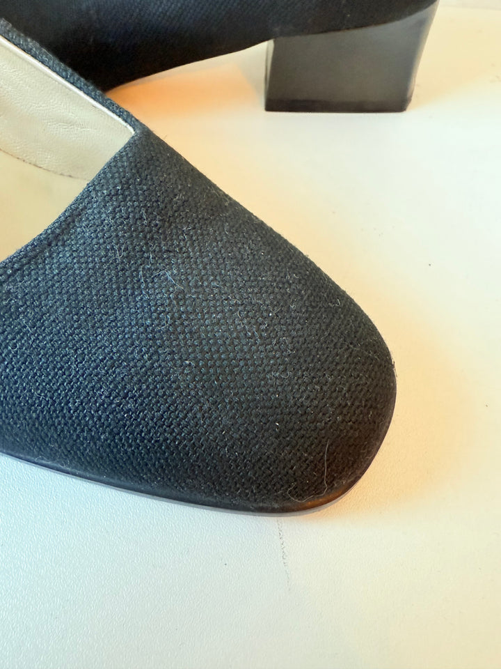 Talbots Black Woven Fabric Classic Block Heel Pump Size 9 D ( wide) New