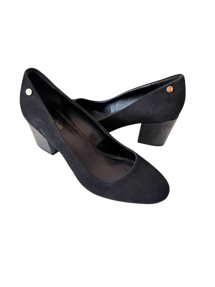 Calvin Klein Classic Kasey Black Suede Block Heel Pumps Size 7