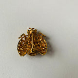 Vintage Lady Bug Brooch with Faux Pearls in Gold Tone