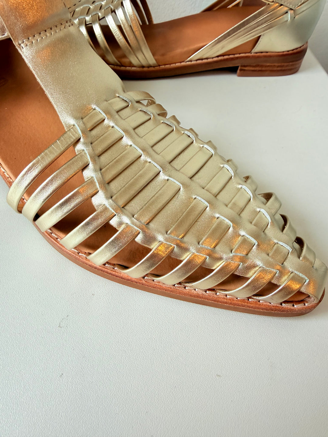 Bared Honeyguide Gold Mettalic Leather Size 40