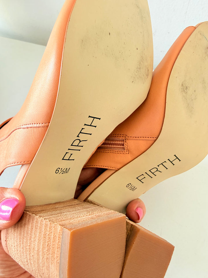 Firth Leather Light Peach Peep Toe Bootie The Shay Model Size 6.5