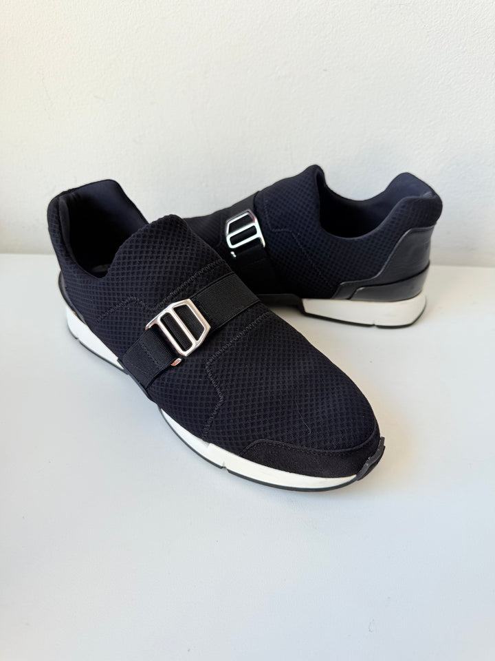 Hermes Black Run Cloth Neoprene Sneakers Size 38