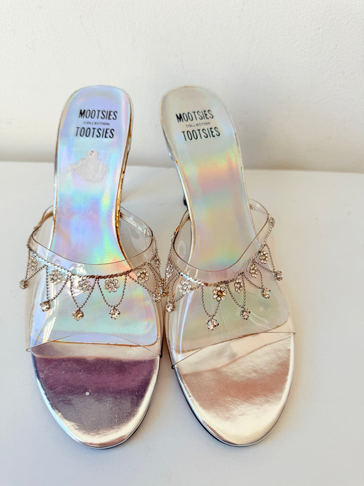 Mootsie Tootsie Moadrey Clear Slip on Heeled Mules Size 10