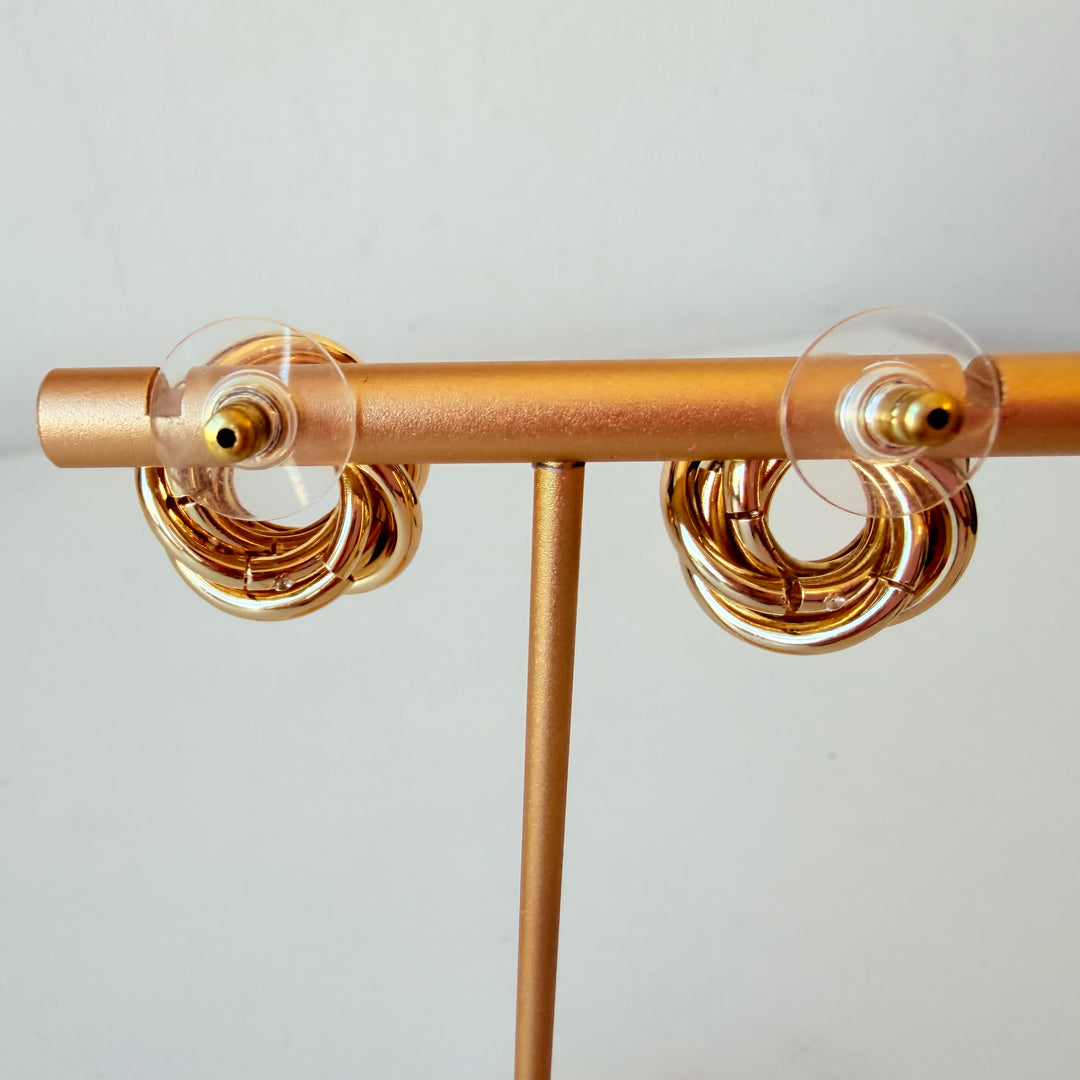 Retro Goldtone Knot Pierced Earrings
