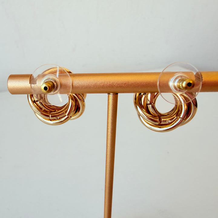 Retro Goldtone Knot Pierced Earrings