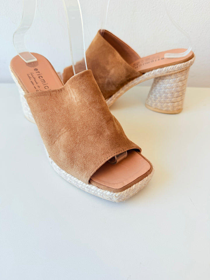Eric Michael Brown Suede Jute Mules Size 38
