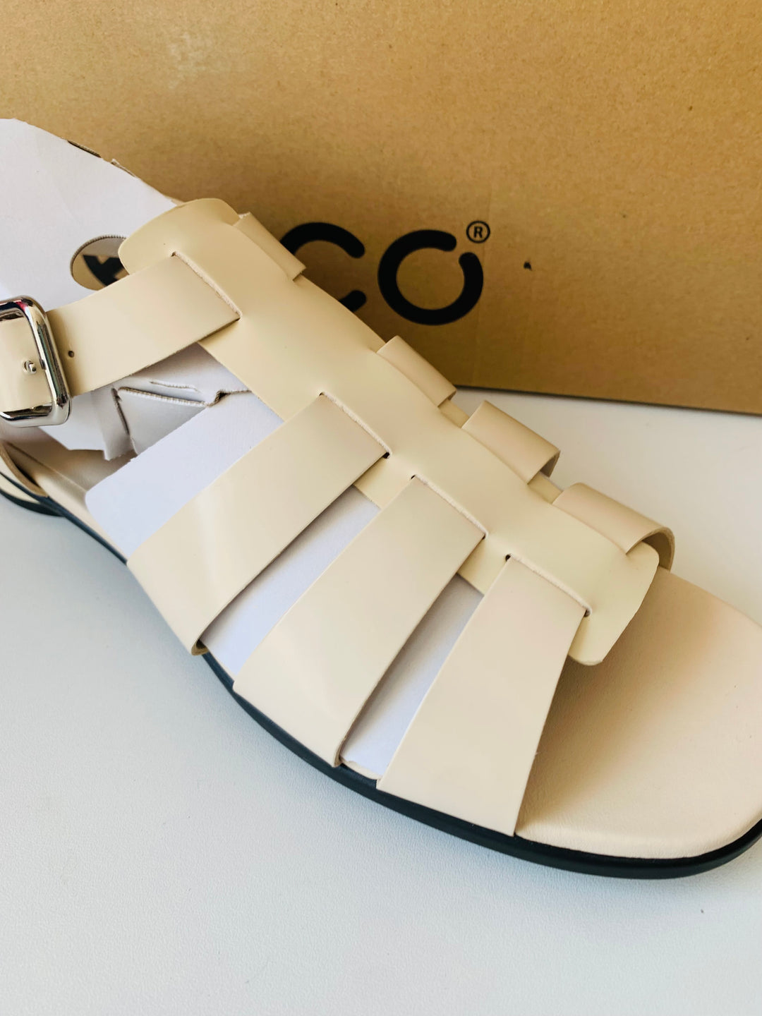 Ecco Sculpted Alba 25 Off White Sandal Size 41 (US 10-10.5) New In Box