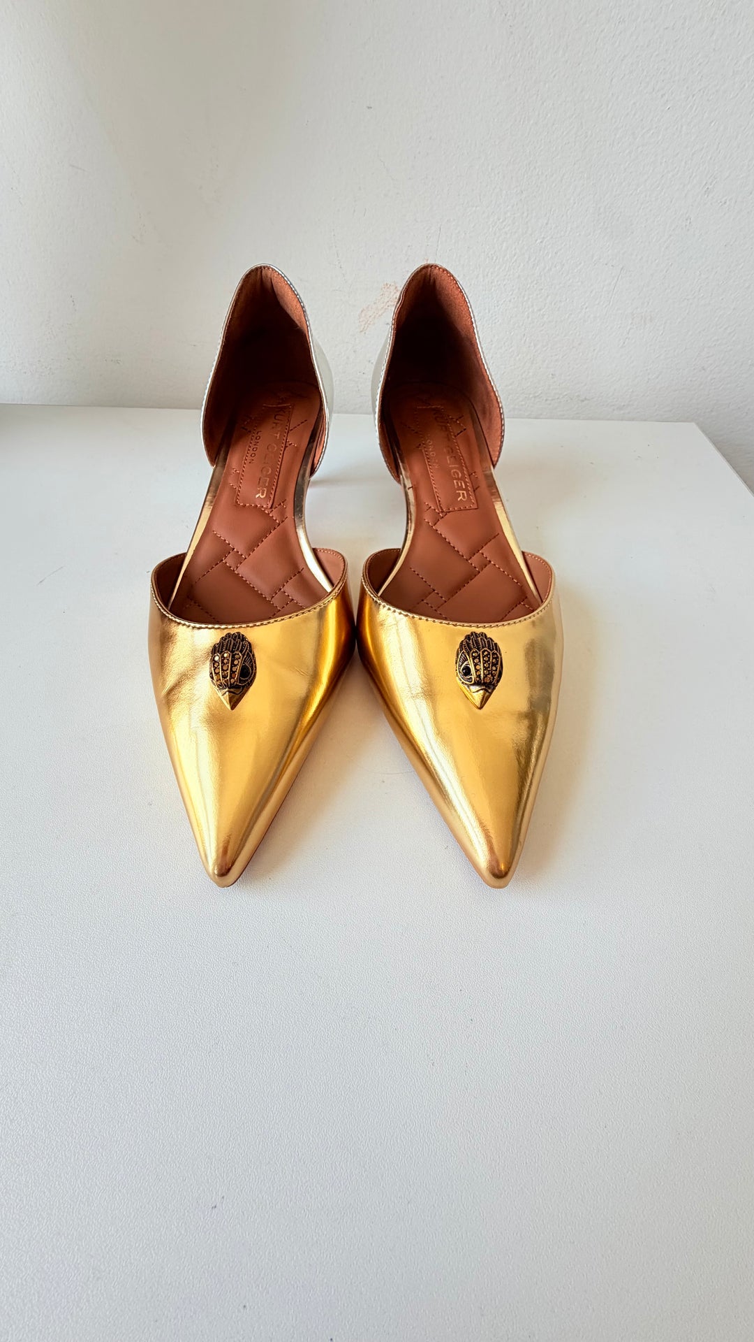 Kurt Geiger London Belgravia d’Orsay Pumps In Mettalic Gold/Silver Size 38.5