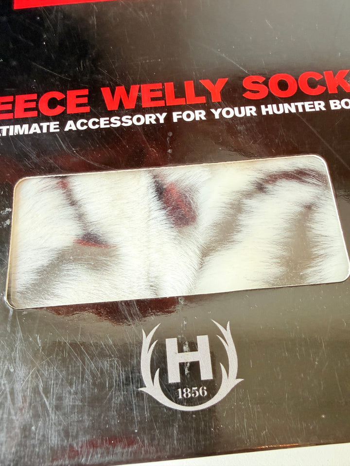 Hunter Fleece White Tiger Cuff Welly Socks New In Box Fits Women’s Size 8-10
