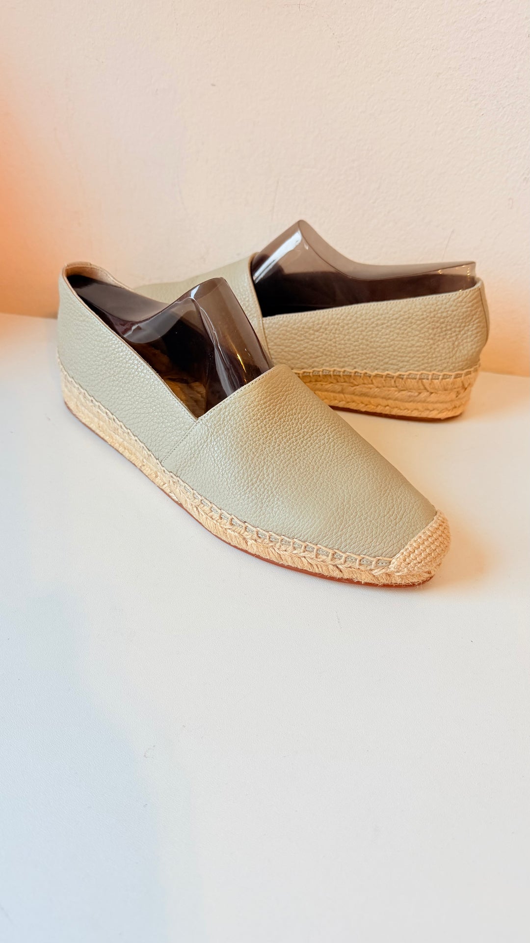 Lafayette 148 New York Lowery Espadrille In Green Clay Leather Size 38.5 New