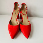 Ann Taylor Red Suede Block Heel Pumps Size 10