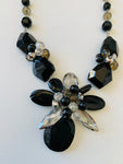 Handmade Facet Black and White Bead Statement Necklace