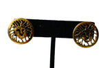 Anne Klein Vintage Gold Tone Lion Cutout Round Pierced Earrings