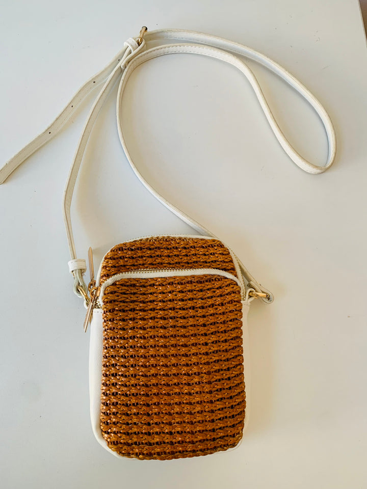 Mili & Lili White and Brown Woven Crossbody