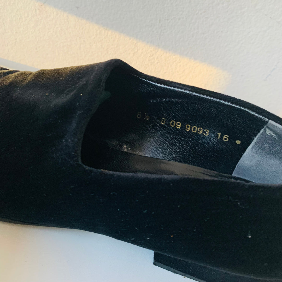 Robert Clergerie Black Velvet Slip On Heeled Loafer Size 8.5 Women’s
