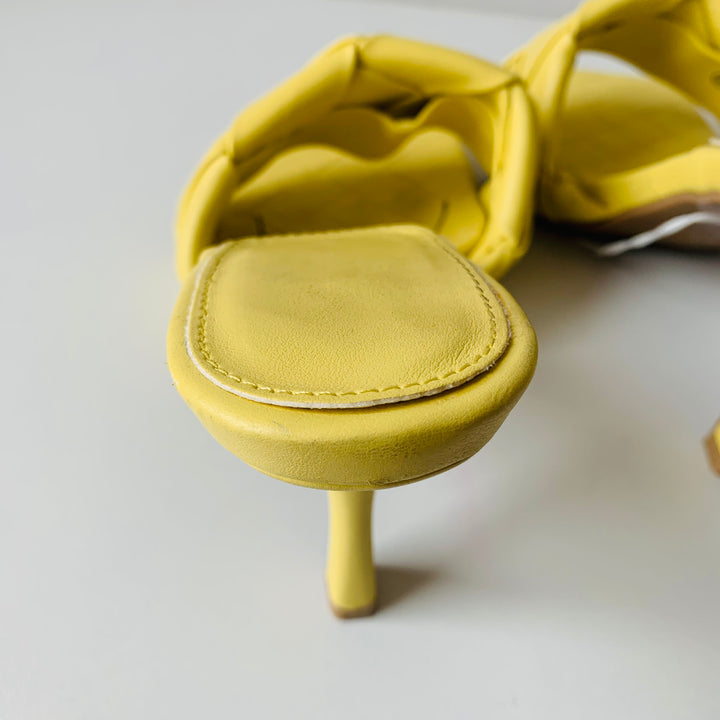 Yellow Quilted Slide on Heels Size 8.5