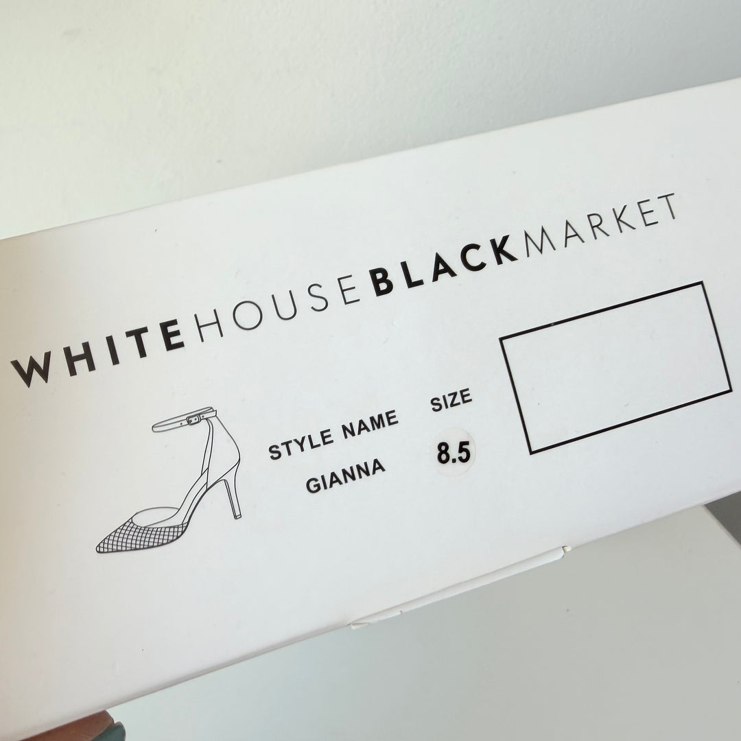 White House Black Market Gianna Black And White Gingham Pumps Size 8.5 New in Box