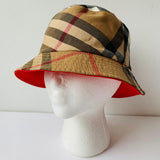 Burberry Authentic Reversible Cotton Blend Bucket Hat in Red