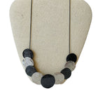 Erica Lyons Pewter And Silver-tone Textured  Disk Necklace