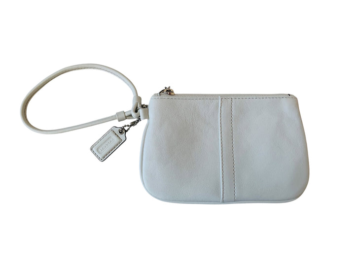 Coach White Leather Top Zip Mini Wallet/Wristlet