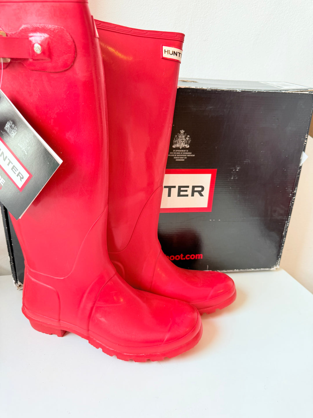 Hunter Classic Original Tall Red Gloss Rubber Boots Size 40/41 8 Male/9 Women’s USA NWT