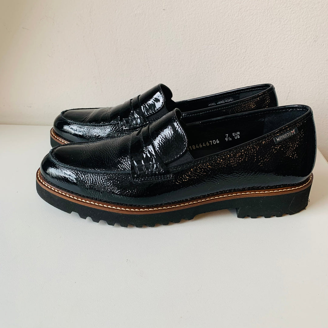 Mephisto Black Patent Leather Slip On Shoes Size 9.5
