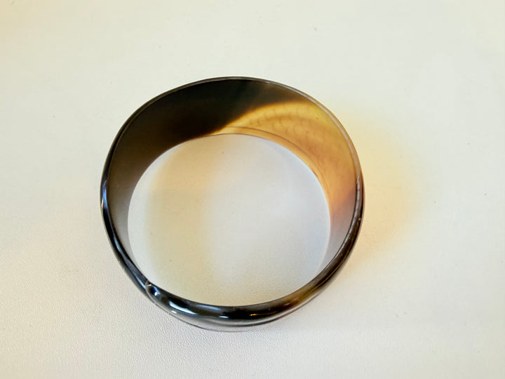 Hand Carved Horn Fish Bangle Bracelet