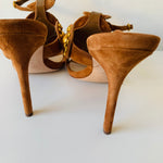 Veronica Beard Amber Hazelwood Suede Stud Embellished Heeled Sandals Size 10