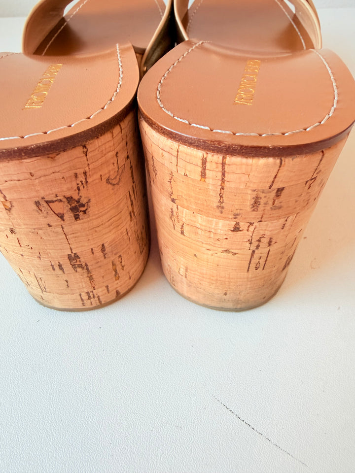 Veronica Beard Gold Mettalic Dallas Platform Slides Size 10