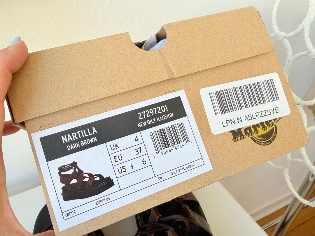 Dr Martens Air Ware Nartilla Lace Up Platform Sandals In Brown Size 6