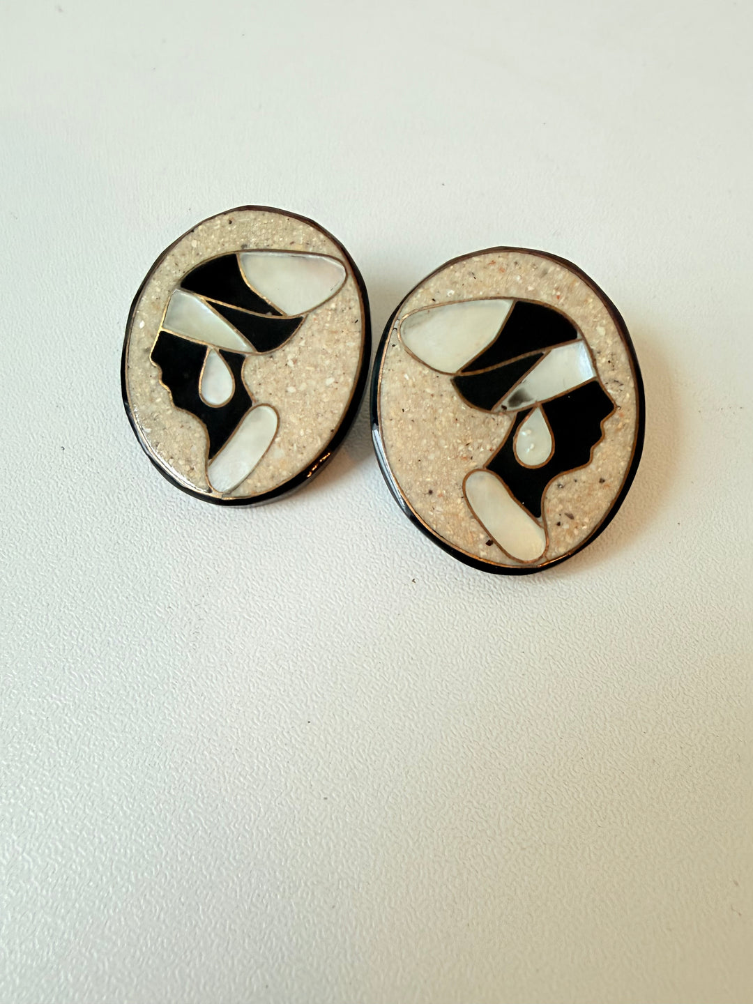 Vintage Lee Sands Handmade Art Deco Pierced Earrings