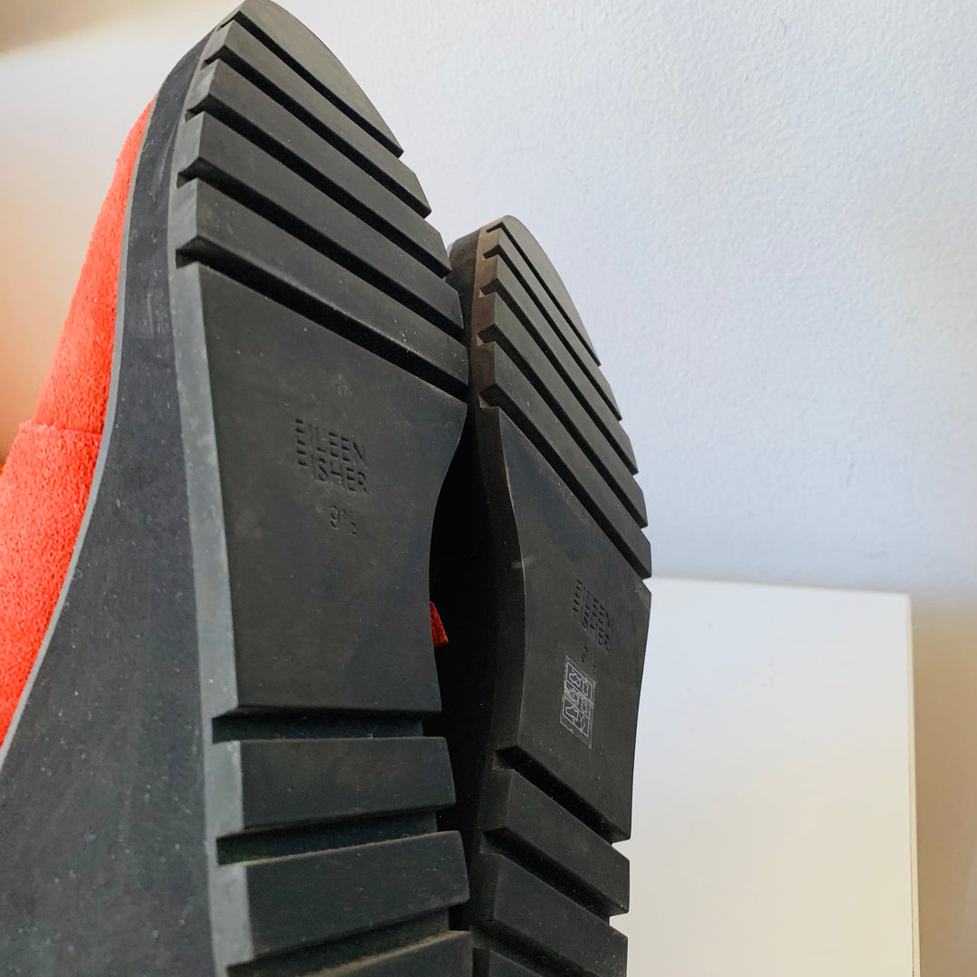 Eileen Fisher Tinker Suede Wedge Booties In Burnt Orange Size 9.5