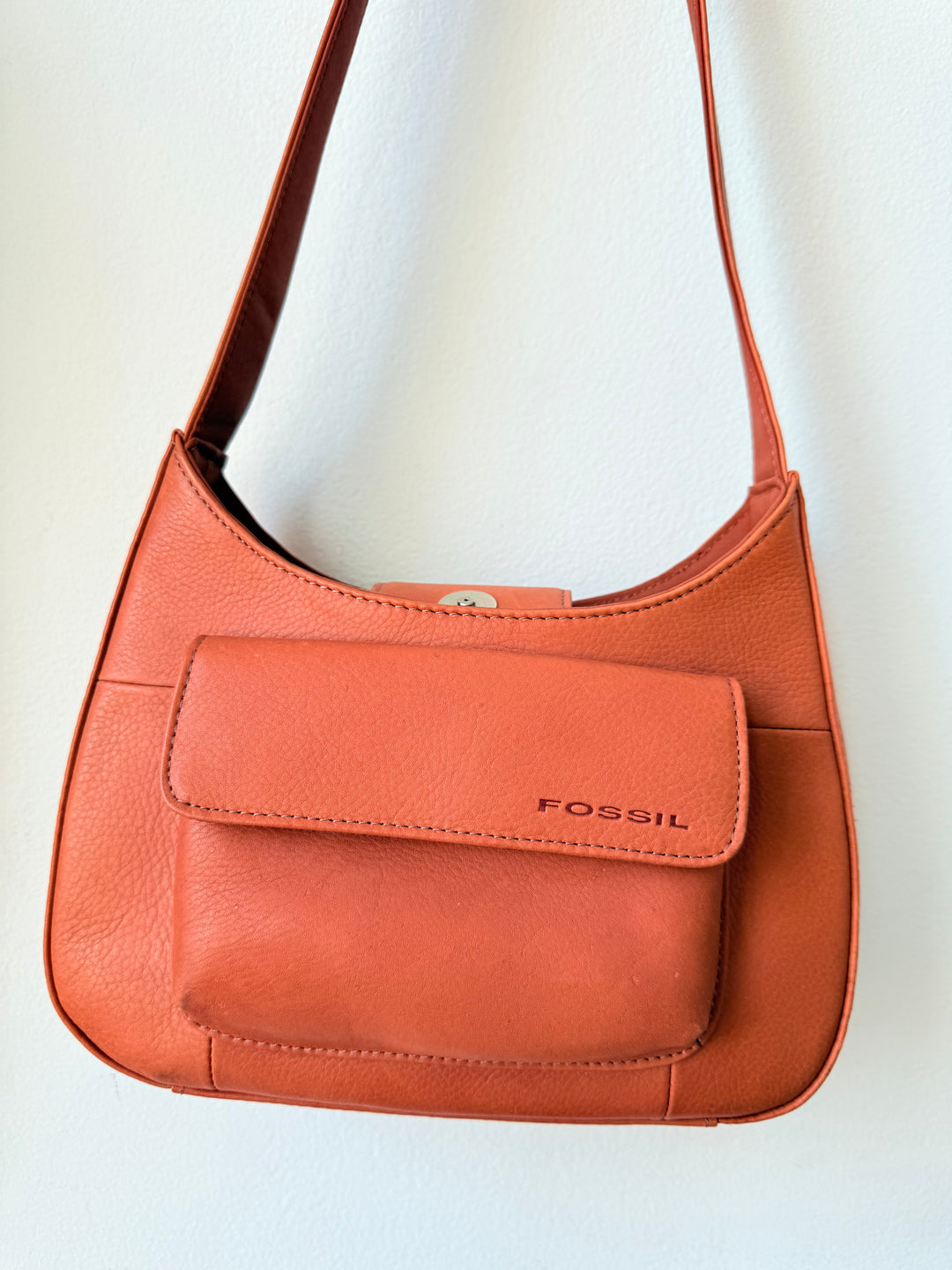 Vintage Fossil Brown Leather Handbag