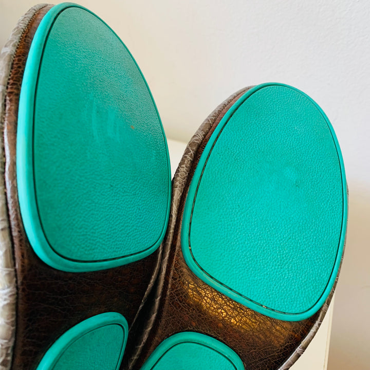 TIEKS Grey Patent Croc Embossed Foldable Ballet Flats Size 10