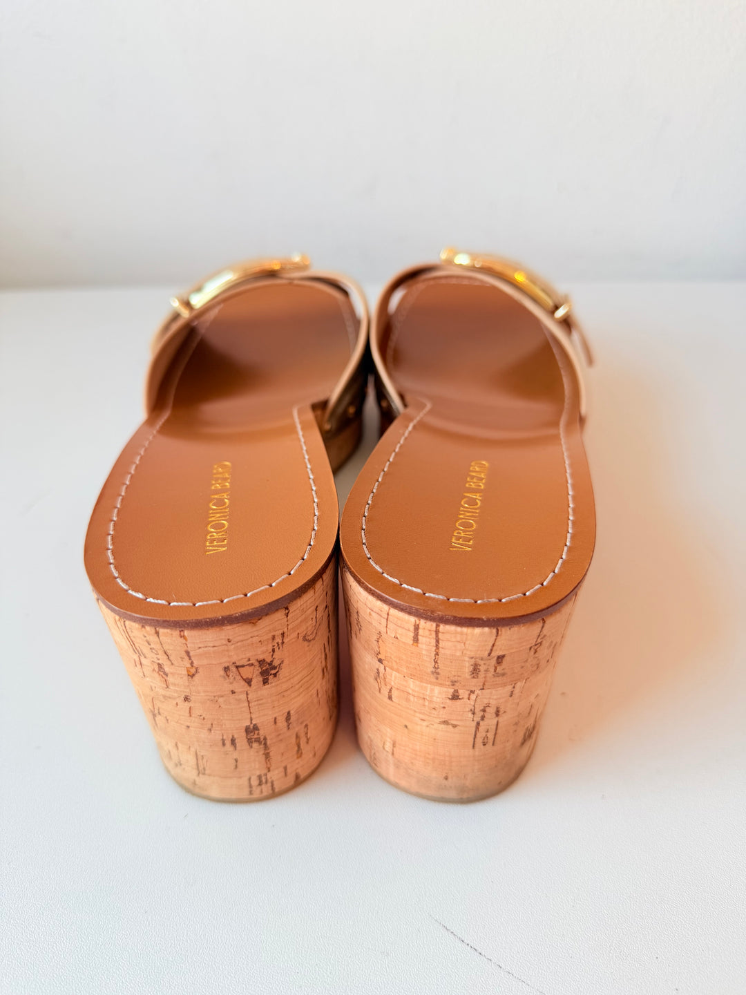 Veronica Beard Gold Mettalic Dallas Platform Slides Size 10